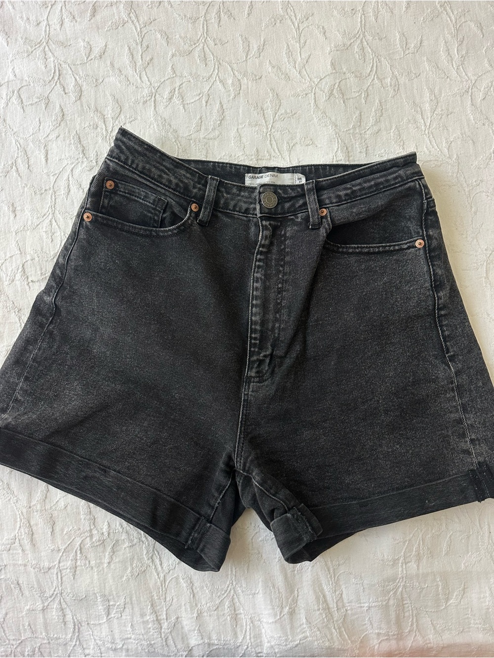 Garage Black High-Rise Denim Shorts